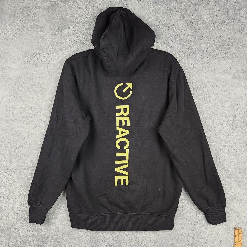 Reactive Hoodie Mens Medium Black Logo Pullover Sweatshirt Graphic Logo Outdoors